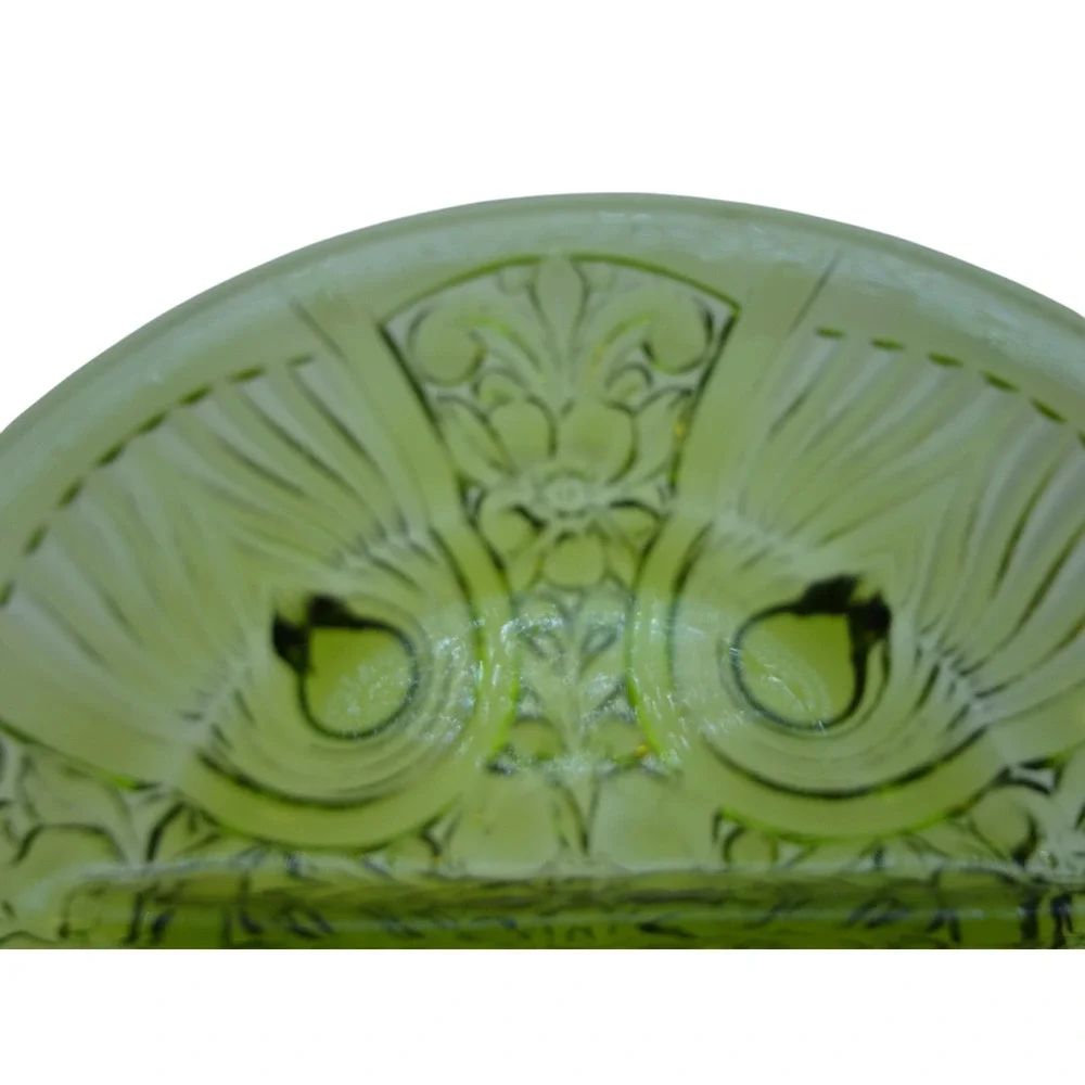 Vintage Indiana‎ Glass Killarney divided candy dish green glass with handles